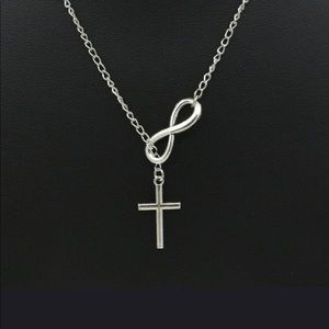 18k & Silver INFINITY CROSS-LARIAT NECKLACE